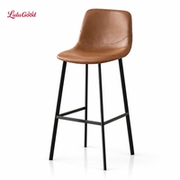 Tabouret de bar haut dossier en cuir, style moderne et minimaliste, luxe discret, pour la maison, avec structure métallique, pour comptoir, pour l'approvisionnement transfrontalier