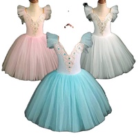Robe tutu de ballet pour enfants, jupe en tulle, robe de danse moelleuse, costume de scène pour filles, tenue de performance, spandex/coton