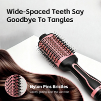 Brosse Soufflante Ionique à Poils Denses Anti-Nœuds Anti-Brûlure Rotation à 360 Degrés Séchage Rapide Lissante Volumisante Puissante