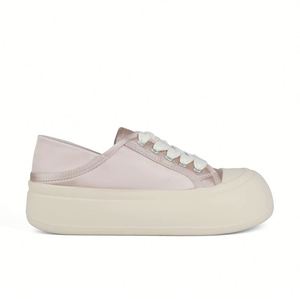 Zapatillas de mujer con cordones estilo coreano, de satén de seda, con punta redonda y suela gruesa, de gran tamaño, novedad 2026 - Product Image 1