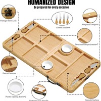 Planche à découper carrée pliable en bambou portable WanuoCraft, ensemble de charcuterie multifonctionnel, 4 cm d'épaisseur, pour collations/fruits/fromages