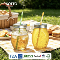 LAKOTTO 450ml Bouteille en verre colorée effet martelé avec paille, 15.8oz, pour boissons