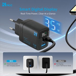 Cargador NCC CD-0402 EU 35W GaN USB + TYPE-C con Pantalla Digital, Cargador Doble Rápido y Seguro (Blanco) - Product Image 2