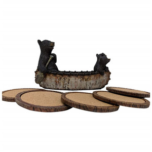 Polyresin/resina montaña oso negro canoa conjunto de montaña rusa con soporte-<span class=keywords><strong>Pine</strong></span> <span class=keywords><strong>Ridge</strong></span> 3 rústico negro oso decoración de cabina absorbente Montaña Rusa - Product Image 6