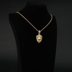 Collares con Colgante de Cabeza de León, Joyería de Animales Bonitos de Latón Estilo Hip Hop, Chapado en Oro, Personalizado de Fábrica - Product Image 4