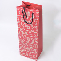 Sac en papier élégant pour cadeau de Noël avec poignée en corde, sac personnalisé pour bouteille de vin pour les célébrations de fin d'année, emballage et vente au détail