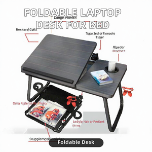 Table d'appoint pliable réglable pour lit, idéale pour les étudiants en dortoir - Product Image 2