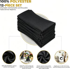 Serviettes en papier noires personnalisées de luxe, 2 plis, 8 plis, jetables, pour la décoration de mariage et de fête - Product Image 5