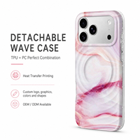 Étui de téléphone magnétique à motif marbré tourbillonnant avec support rond amovible, plaque arrière en TPU PC, service OEM personnalisé