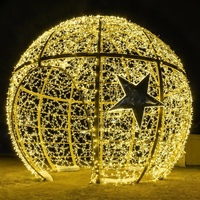 Sculpture lumineuse LED d'extérieur en forme de boule, ornement de Noël avec ampoules scintillantes IP65 et décoration en guirlande PVC