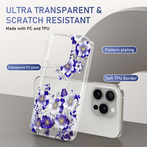 Hot Clear Luxury Design Electroplate Laser Flower Shockproof Mobile <strong>Cell</strong> <strong>Phone</strong> <strong>Case</strong> for iPhone 17 16 15 14 Plus 13 12 11 Pro Max - Product Image 2
