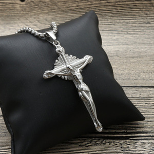 yunnique Men's Stainless Steel <b>Cross</b> Pendant Necklace With <b>Chain</b> For Gift - Product Image 1