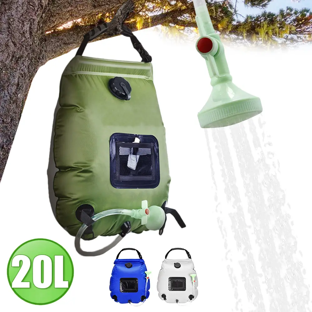Outdoor Tools Solar Bath Bag 20L Water Bags Outdoor Camping Shower Bag Hiking Climbing Bath Equipment Shower Head Switchable