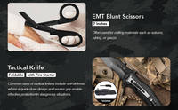Trousse de premiers secours tactique de survie avec bandage israélien, attelle et scellant thoracique pour urgences tactiques en extérieur (MOLLE) – Noir