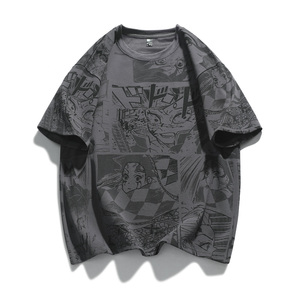 T-shirt à manches courtes pour hommes nouvelle tendance impression de dessins animés chemise ample à col rond été jeunesse beau décontracté respirant mode - Product Image 4