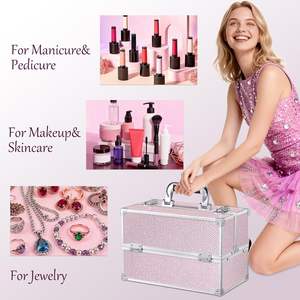 Estuche de <span class=keywords><strong>Maquillaje</strong></span> con Soporte para Brochas, Espejo LED Magnético, Estuche de Cosméticos de Viaje, Maleta de <span class=keywords><strong>Maquillaje</strong></span> con Cerradura con Llave - Product Image 6