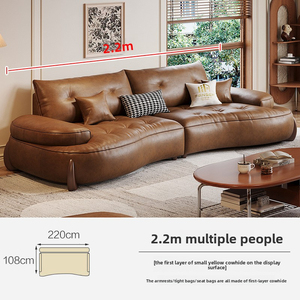 <span class=keywords><strong>Sofa</strong></span> da chính hãng cho phòng khách gia đình hiện đại màu nâu cổ điển Ý tối giản nhỏ gọn cong <span class=keywords><strong>sofa</strong></span> sáng tạo cho không gian nhỏ - Product Image 6