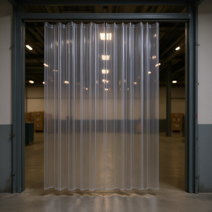Bande de rideau en PVC pour porte, 75 pieds x 8 pouces, plastique transparent côtelé pour entrepôts - Product Image 2