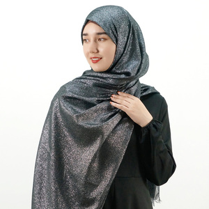 Hijab en satin doré brillant, foulards et châles métalliques, écharpe musulmane pour femme de luxe, voiles de Dubaï, écharpes à franges scintillantes 2026 - Product Image 6