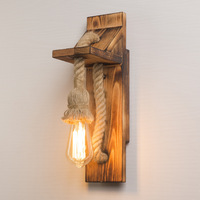 Applique murale LED rétro antique couleur noire lampe de corps en fer vintage avec support en corde de chanvre pour Lighting-WL0277 d'allée intérieure de villa