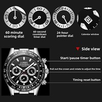 Montres à quartz de marque Étanches Aiguilles lumineuses Chronographe Phase lunaire Montre-bracelet pour hommes Montre Relojes Hombre Uhr