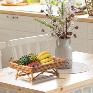 Socle détachable tissé à la main élégant en rotin plateau décoratif en osier rehausseur d'affichage fait main - Product Image 4