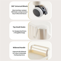 Chariot de rangement portable en plastique à roulettes, chariot utilitaire multi-usages avec étagères pour la maison et le salon