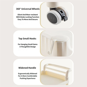 Portable <strong>Plastic</strong> Utility Rolling <strong>Cart</strong> Storage Organizer <strong>Cart</strong> with Wheels Multi-Purpose Trolley <strong>Cart</strong> Storage Rack for House Salon - Product Image 6