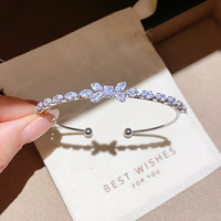 Bracelet Feuille Marquise Plaqué Or en Acier Inoxydable Étanche et Anti-ternissement, Tendance TikTok, par Fanhua Jewelry