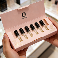 Coffret d'exploration de parfums personnalisé de 6 pièces avec texture en relief, échantillons de test de 1 ml et 2 ml, boîte miniature avec insert