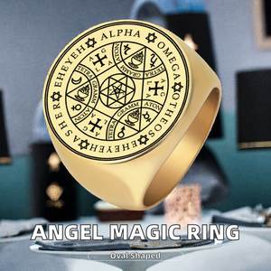 Amuleto Mágico Enochiano R033, Ángel Alfa Otheos AGLA, Talismán Tetragramatón, Estrella de David Triangular, Acero Inoxidable, Corte Ovalado, Regalo - Product Image 2