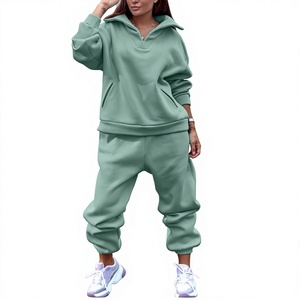 Winter Women's 2-Piece Full-Length Windproof Breathable Eco-Friendly Plus Size Polyester/Cotton Tracksuit Set Custom Logo - Product Image 2