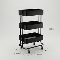 Chariot utilitaire à roulettes en métal à 3 niveaux, chariot de rangement robuste avec roues, organisateur mobile pour cuisine, salle de bain, bureau, crèche