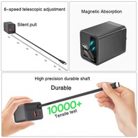 Charger Dinding Cepat Travel Dual-port USB Type-C PD QC3.0 65W ABS Retractable OEM Pabrik dengan Colokan US EU UK, Pengisi Daya Ponsel Cepat GaN