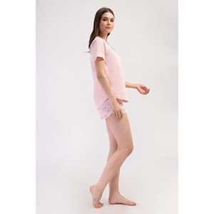 Conjunto de Pijama Corto para Mujer, Cuello Redondo, Manga Corta, Diseño Ovalado, Cómodo - Product Image 3