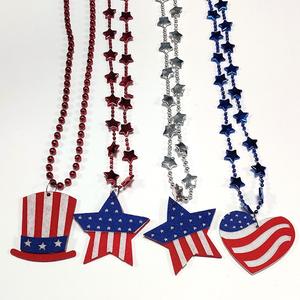 Collar con colgante del Día de la Independencia de EE. UU. con cadena de cuentas decorativa para decoraciones de fiestas, diseño transfronterizo - Product Image 3