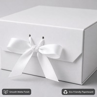 Boîte cadeau magnétique blanche mate avec couvercle rabattable, ruban et nœud, impression personnalisée, en carton pliable, vente en gros directe usine pour cadeaux