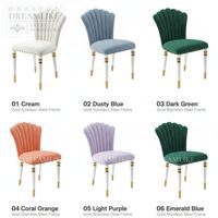 Chaise d'événement de luxe en velours blanc avec dossier coquille et accents dorés en acier inoxydable pour mariage, banquet, location, hôtel, vente en gros d'usine