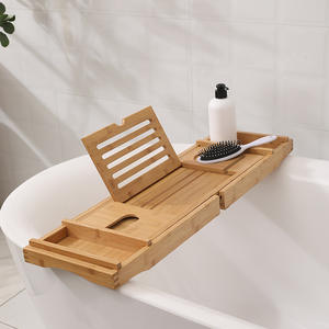 Caddy de bain plateau de petit déjeuner Combo bambou <span class=keywords><strong>baignoire</strong></span> Caddy plateau de <span class=keywords><strong>baignoire</strong></span> avec support pied pliable toboggan tablette <span class=keywords><strong>porte</strong></span>-livre plateau de <span class=keywords><strong>baignoire</strong></span> - Product Image 5