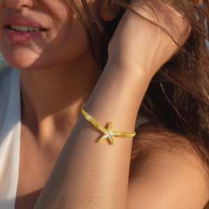 Fashion Charm <b>Bracelet</b> Gold Plated 316L Stainless Steel Starfish Pendant Sustainable Resistant Jewelry - Product Image 3