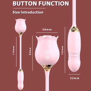 Vibratore a Forma di Rosa in Silicone con Funzione di Spinta e Suzione del Clitoride, Giocattolo Sessuale per Donne - Product Image 4