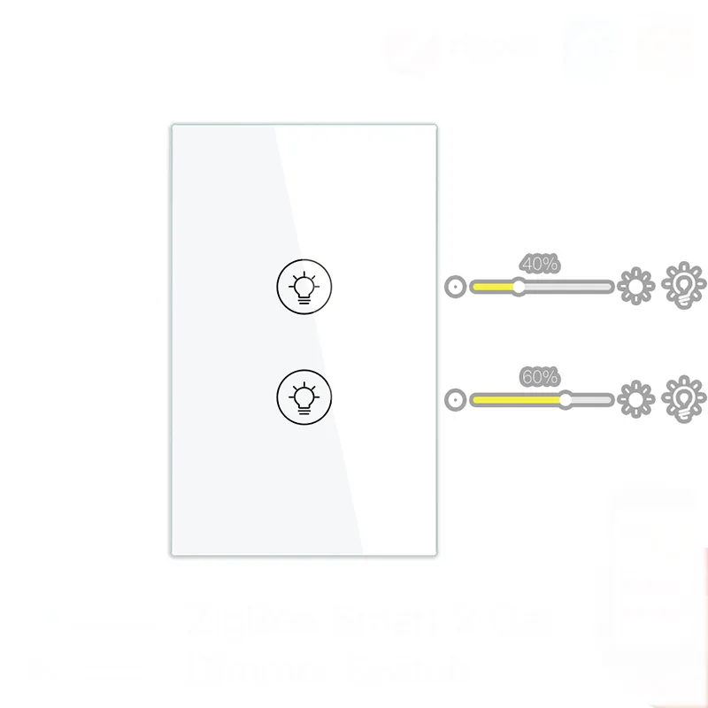 Zigbee multi-kanal dimmen US standard 2 Gang schalter WIFI fernbedienung timing dimmen smart switch unterstützt Tuya APP