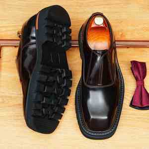 Chaussures habillées pour hommes de style italien, en cuir, à lacets, fabriquées à la main, chaussures Oxford, chaussures habillées décontractées pour affaires - Product Image 3