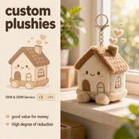Porte-clés en peluche maison de campagne personnalisé brodé, breloque en peluche pour la maison, cadeau promotionnel pour agence immobilière, vente en gros