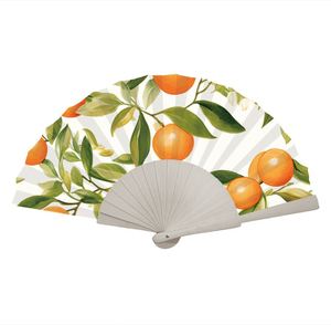 Éventail pliant artisanal en bois, portable, avec motif peint, 33 cm, souvenir pour la décoration de la maison - Product Image 1