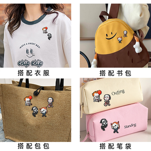 4 Nouveaux Designs de Haute Qualité, Badges Métalliques pour Sac à Dos, Motif Visage de Fantôme Sombre, Drôle et Effrayant, Thème Halloween - Product Image 4