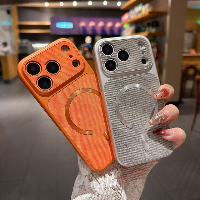 Luxury Retro Denim Fabric Magnetic Mobile Phone Case for iPhone 17 Pro Max 16 15 14 13 Wireless Charging Shockproof Matte Cover
