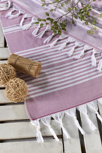 Serviette de plage Peshtemal dos éponge-Collection Terryback en gros serviette de plage 100% coton bain turc - Product Image 4