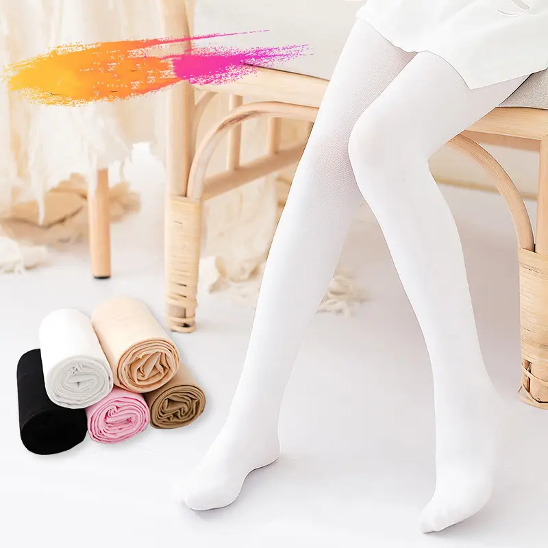 Sifot Wholesale Solid Color Seamless Children Soft Cotton Pantyhose Leggings Girls White Dance Ballet Tights Stockings