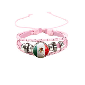 Pulseras con Patrón de la Bandera Nacional de Fútbol para la Copa Mundial de Fútbol 2026, Pulsera de Cuero Tejida para Fanáticos del Fútbol Unisex - Product Image 4